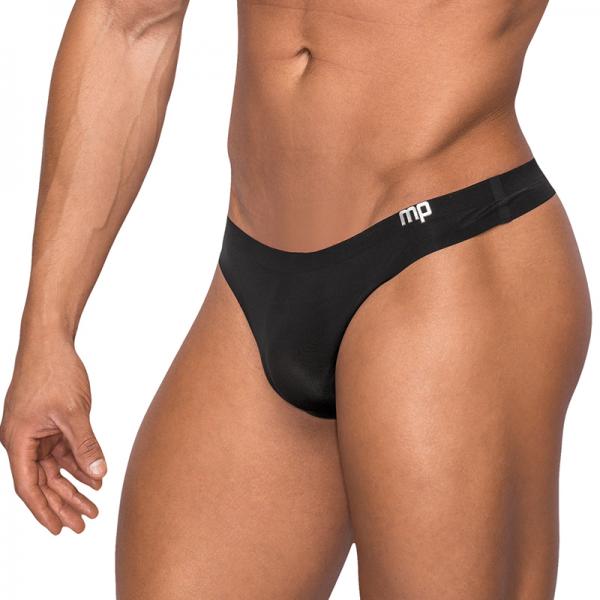Male Power Seamless Sleek Sleek Thong W/sheer Pouch Black Lx