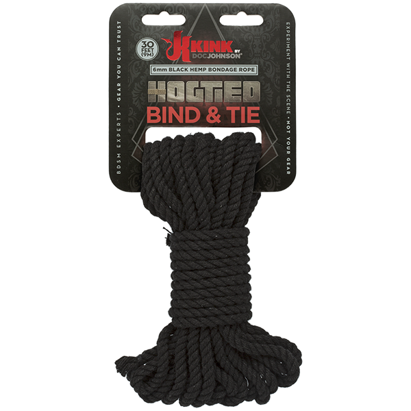 Kink Hogtied Bind & Tie Hemp Bondage Rope 30ft Black