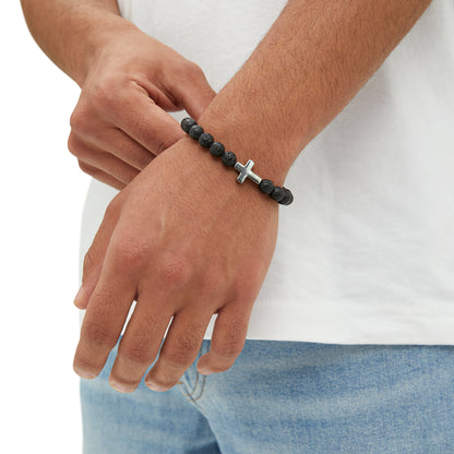 Masculine Jason Cross Bead Bracelet