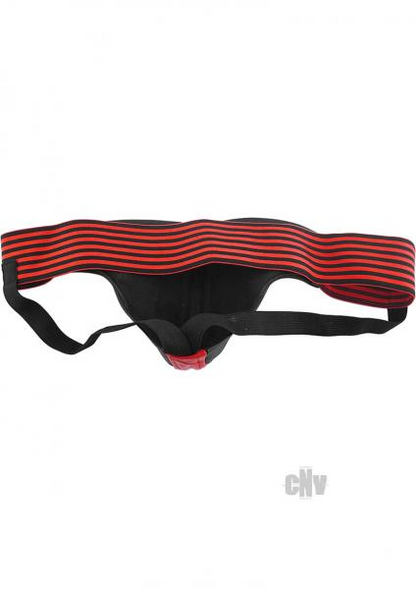 Rouge Leather Jockstrap Stripes Red Black Large