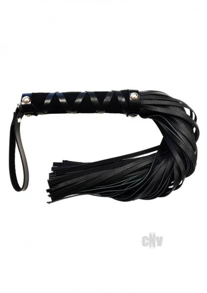 Rouge Short Leather Flogger With Studs Black