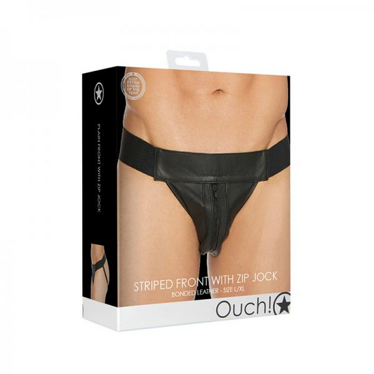 Ouch Jock leather Front Zip Black L/xl