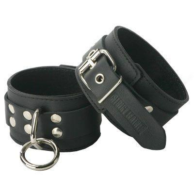 Strict Leather Suede Lined Wrist Cuffs Black