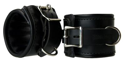 Leather Padded Premium Locking Ankle Restraints Black