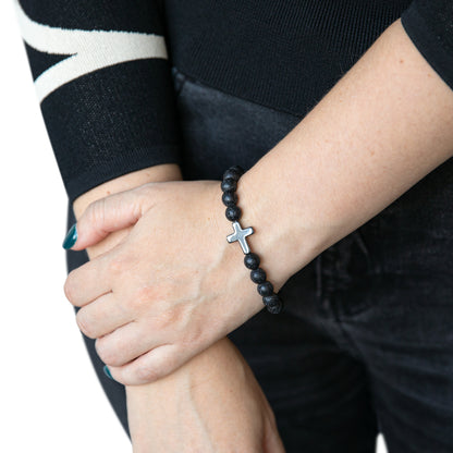 Masculine Jason Cross Bead Bracelet