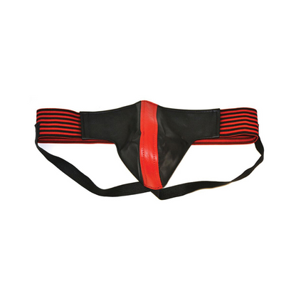 Rouge Leather Jockstrap Stripes Red Black Large