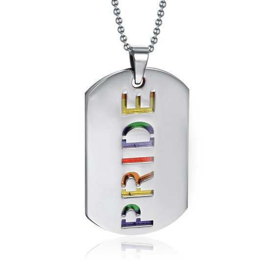 Stainless Steel Pride Dog Tag Necklace