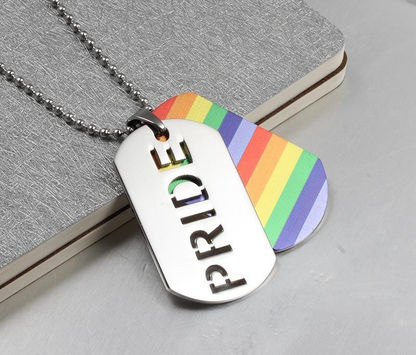 Stainless Steel Pride Dog Tag Necklace