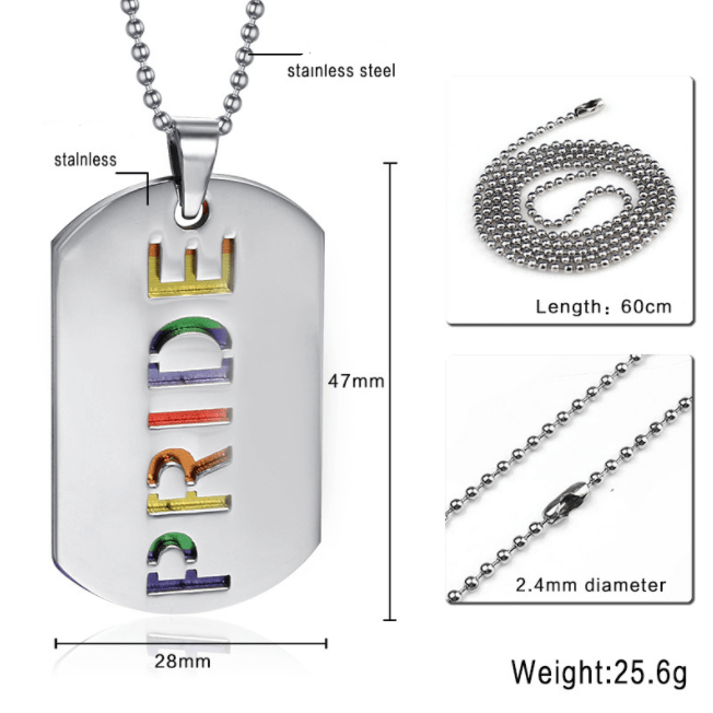 Stainless Steel Pride Dog Tag Necklace