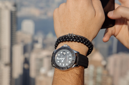 UNCOMMON Men's Beads Bracelet Black Matte Onyx Beads