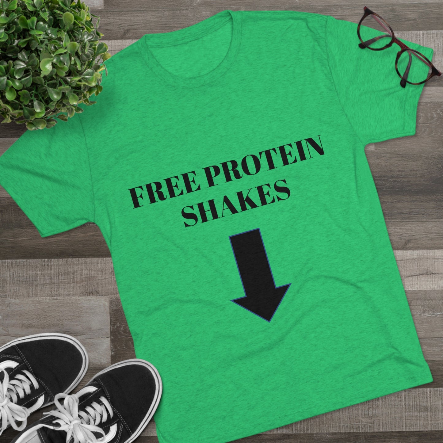 Free Protein Shakes - Unisex Tri-Blend Crew Tee