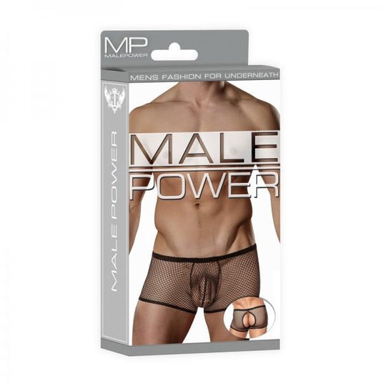 Male Power Stretch Net Peek-a-buns Black L/xl